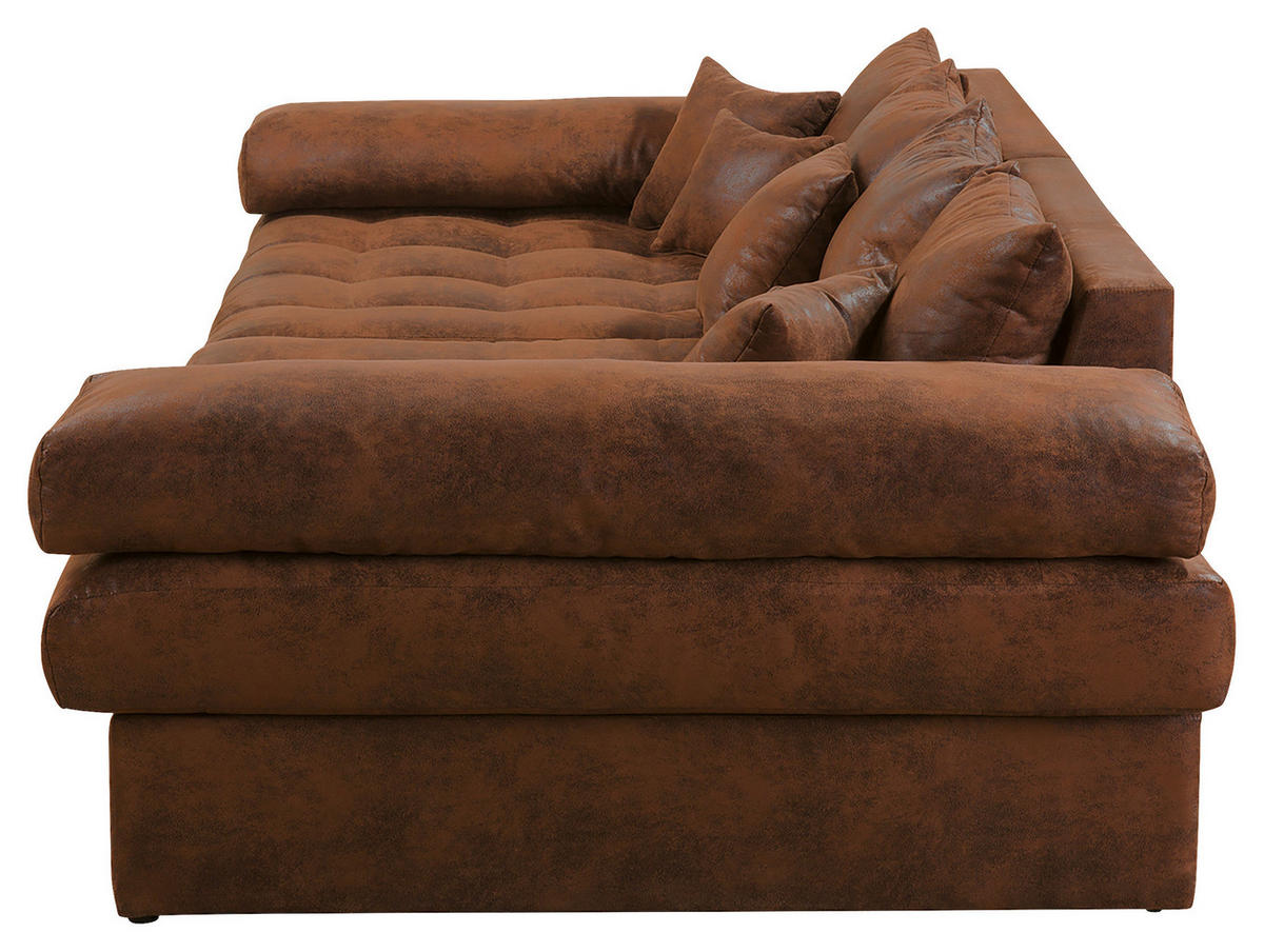 BIGSOFA in Lederlook (vegan) Braun  - Schwarz/Braun, Design, Kunststoff/Textil (284/94/148cm) - Livetastic