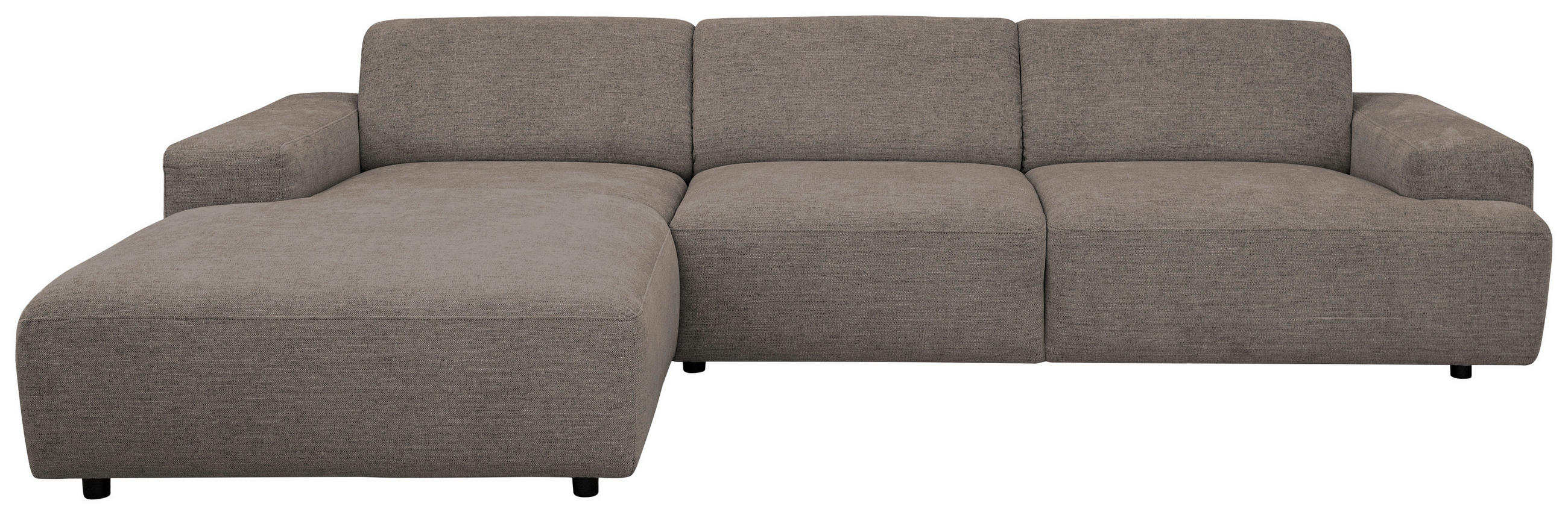 ECKSOFA Taupe Chenille Rücken echt  - Taupe/Schwarz, MODERN, Kunststoff/Textil (185/296cm) - Hom`in