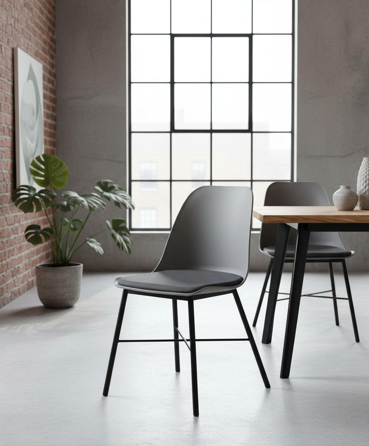 STUHL Grau  - Schwarz/Grau, MODERN, Kunststoff/Textil (47/83/54cm) - Livetastic