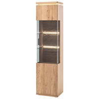 VITRINE ohne Beleuchtung, in furniert, massiv Balkeneiche Eiche Bianco  - Eiche Bianco/Grau, MODERN, Glas/Holz (50/204/37cm) - Livetastic