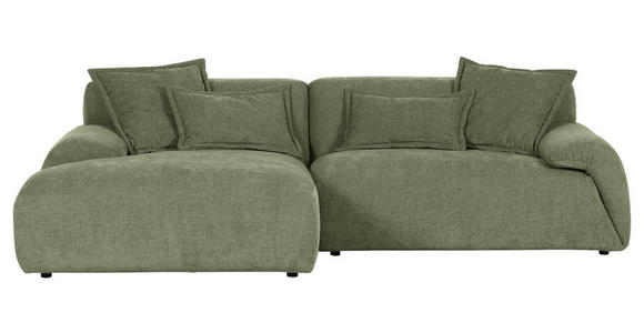 ECKSOFA in Flachgewebe Olivgrün  174/274 cm  - Schwarz/Olivgrün, KONVENTIONELL, Kunststoff/Textil (174/274cm) - Carryhome