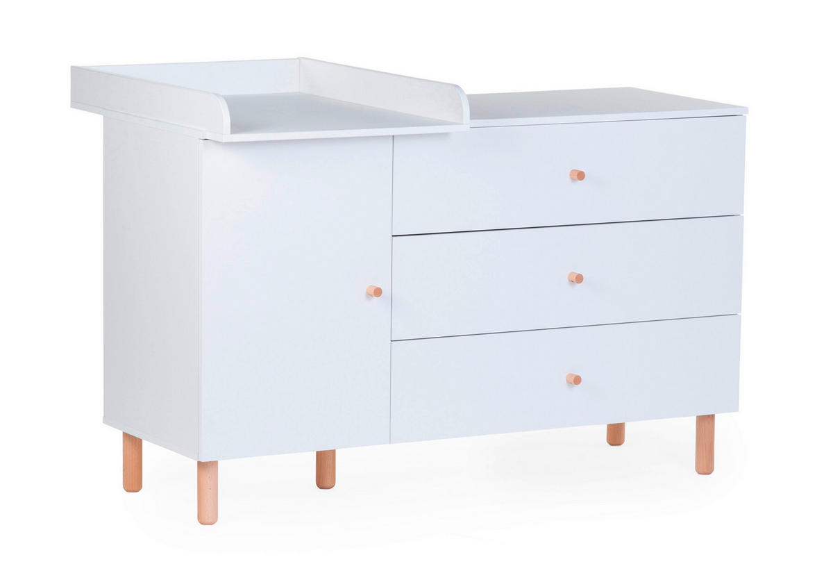 WICKELKOMMODE Wonder White 2023 Weiß  - Weiß/Naturfarben, Design, Holz/Holzwerkstoff (137/93/75cm) - Childhome