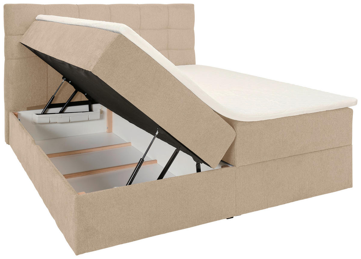 BOXBETT 140/200 cm  in Creme  - Creme/Schwarz, KONVENTIONELL, Kunststoff/Textil (140/200cm) - Boxxx
