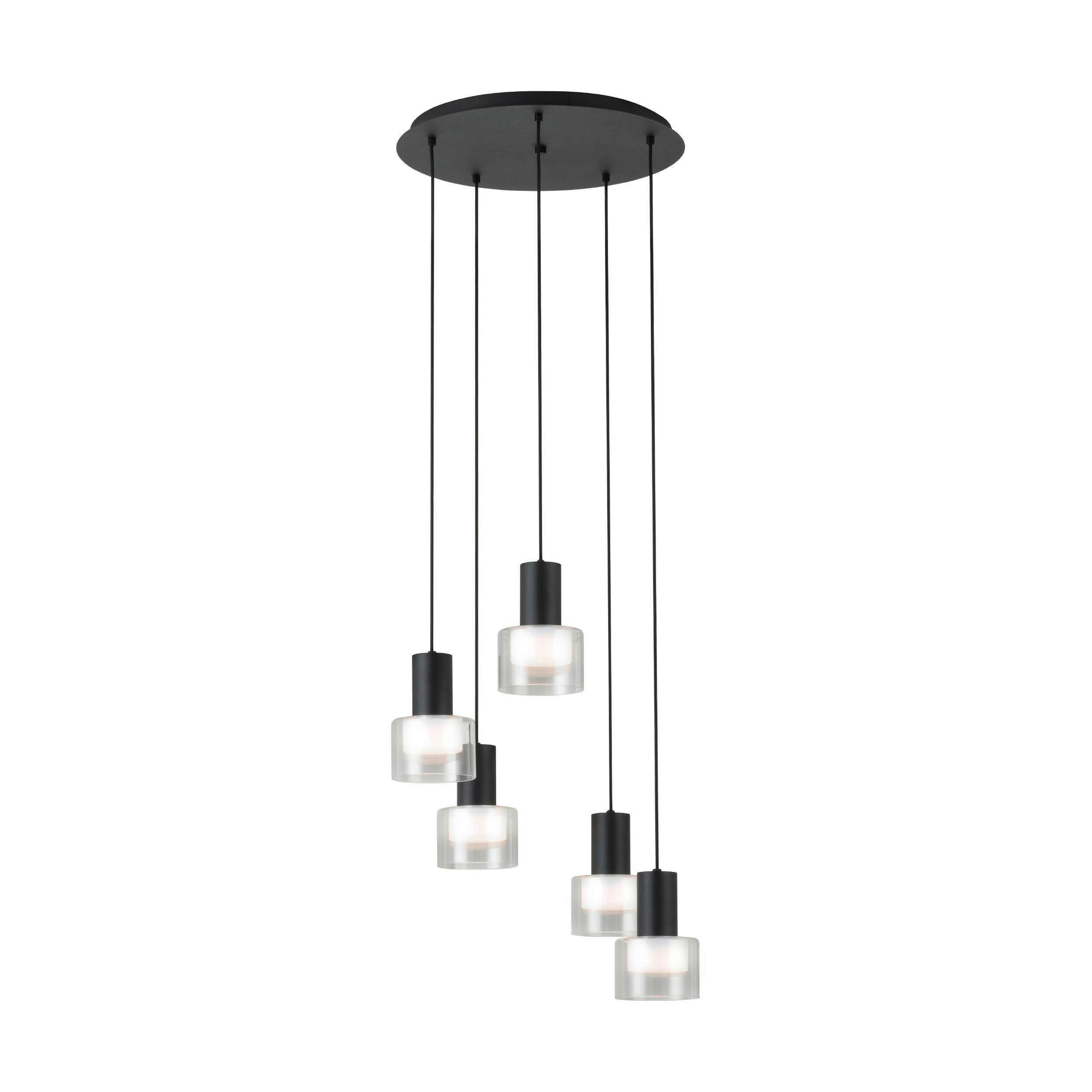 LED-HÄNGELEUCHTE Molineros 53/150 cm   - Schwarz/Weiß, Design, Glas/Kunststoff (53/150cm) - Eglo