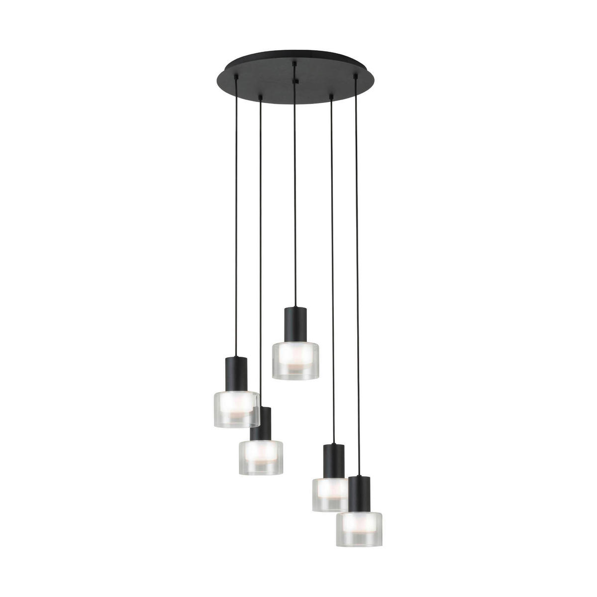 LED-HÄNGELEUCHTE Molineros 53/150 cm   - Schwarz/Weiß, Design, Glas/Kunststoff (53/150cm) - Eglo