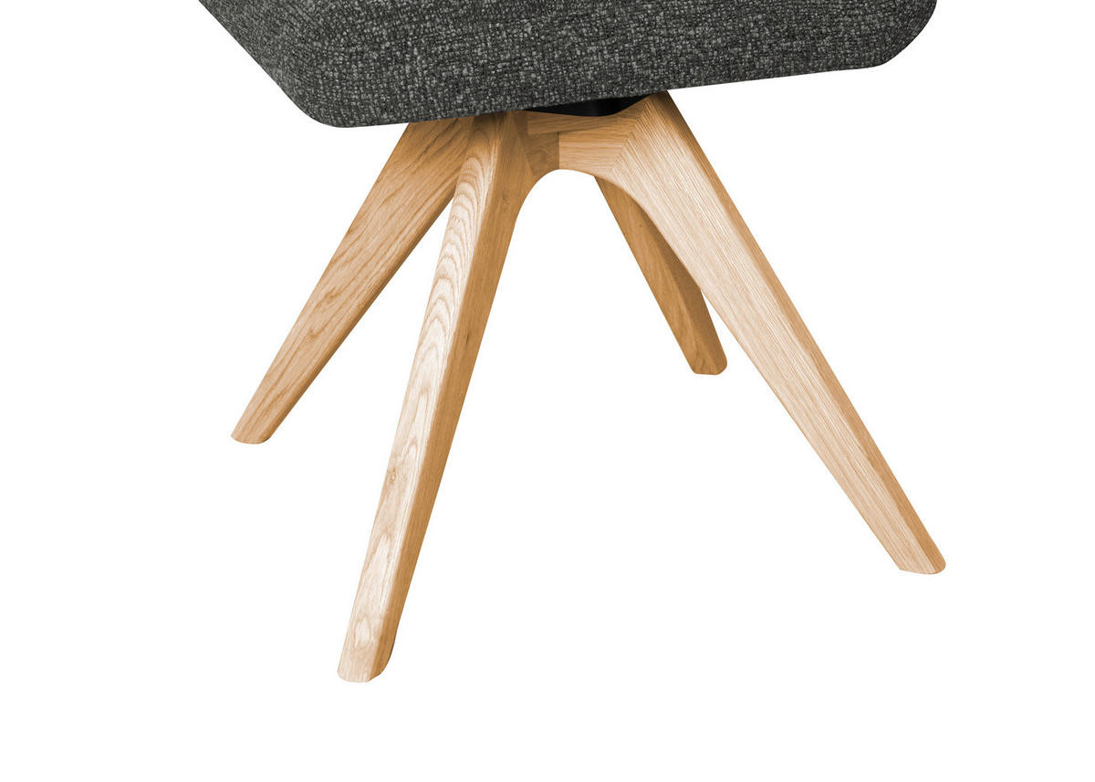 STUHL Webstoff Dunkelgrau Eiche vollmassiv  - Dunkelgrau/Eichefarben, KONVENTIONELL, Holz/Textil (47/89/60cm) - Linea Natura