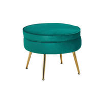 HOCKER in Textil Grün  - Goldfarben/Grün, MODERN, Textil/Metall (52/41/52cm) - Livetastic