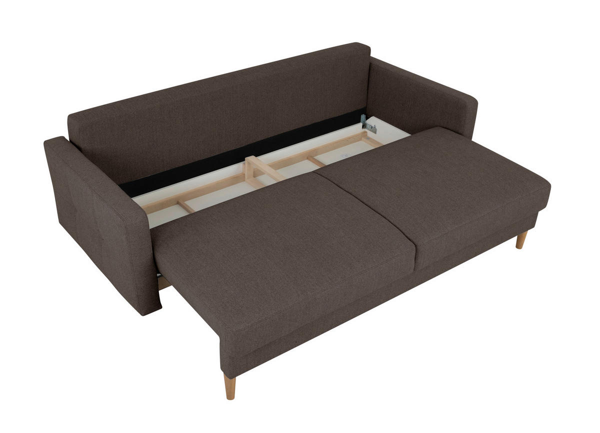 SCHLAFSOFA in Grau  - Buchefarben/Grau, Design, Holz/Textil (222/93/99cm) - MID.YOU