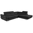 ECKSOFA  in Webstoff Schwarz  280/235 cm  - Schwarz, Design, Textil/Metall (280/235cm) - Hom`in