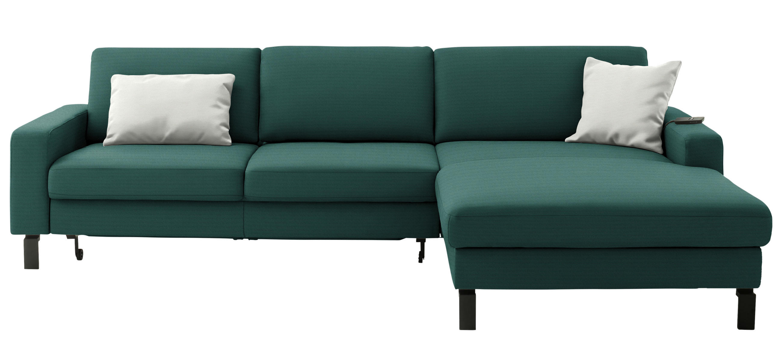 ECKSOFA Cord Waldgrün  - Waldgrün/Schwarz, Design, Textil/Metall (298/185cm) - Pure Home Lifestyle