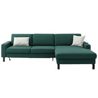 ECKSOFA Cord Waldgrün  - Waldgrün/Schwarz, Design, Textil/Metall (298/185cm) - Pure Home Lifestyle