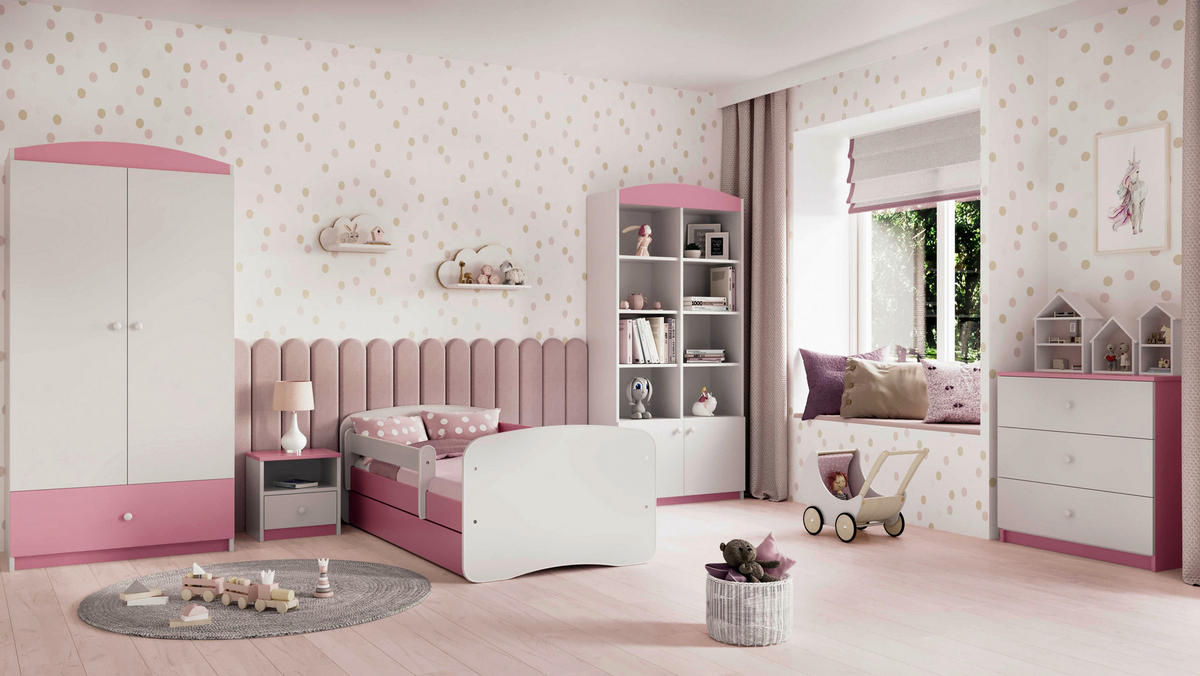 KINDER-/JUNIORBETT - Pink/Birkefarben, MODERN, Holz/Holzwerkstoff (80/160cm) - MID.YOU