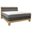 BOXSPRINGBETT 180/200 cm  in Taupe, Eichefarben, Dunkelgrau  - Taupe/Eichefarben, KONVENTIONELL, Leder/Holz (180/200cm) - Valnatura