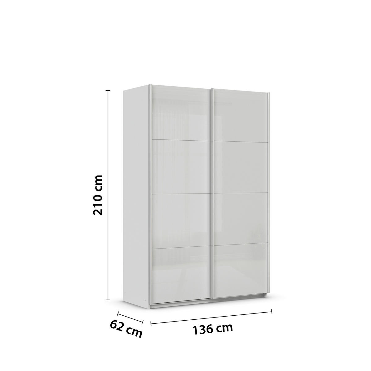 SCHWEBETÜRENSCHRANK  in Seidengrau  - Seidengrau/Alufarben, KONVENTIONELL, Glas/Holzwerkstoff (136/210/62cm) - Xora
