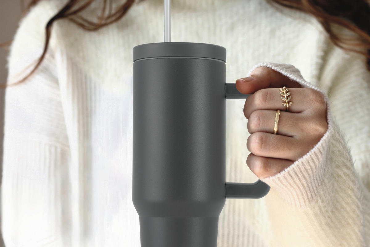 THERMOBECHER Gourmetmaxx 1,2 L  - Grau, Basics, Kunststoff/Metall (15,5/11/27cm) - GOURMETMAXX