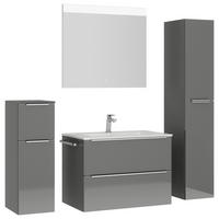 BADEZIMMER 5-teilig  in 141 cm  - Schieferfarben/Edelstahlfarben, MODERN, Holzwerkstoff/Stein (141cm) - Nobilia