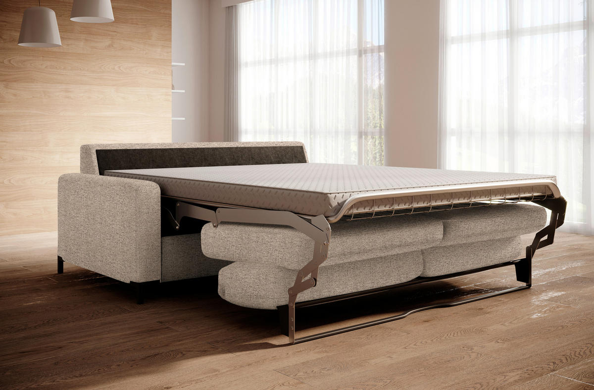 SCHLAFSOFA in Textil Hellbraun  - Hellbraun/Schwarz, Konventionell, Textil/Metall (187/84/97cm) - Welnova
