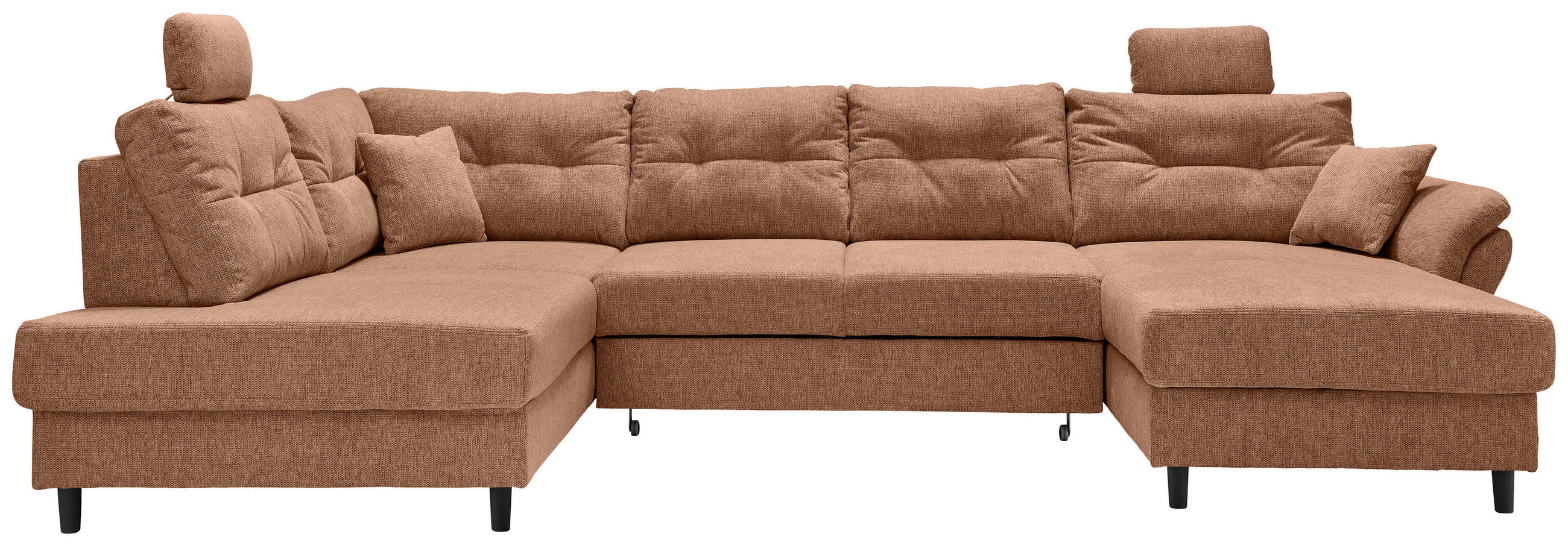 WOHNLANDSCHAFT Koralle Chenille  - Koralle/Schwarz, MODERN, Holz/Textil (206/338/176cm) - Livetastic
