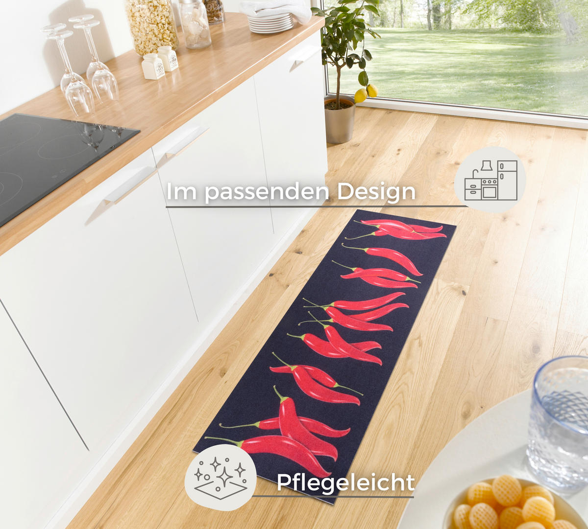 KÜCHENLÄUFER 50/150 cm Cook & Clean Rot, Schwarz  - Rot/Schwarz, Design, Kunststoff (50/150cm)