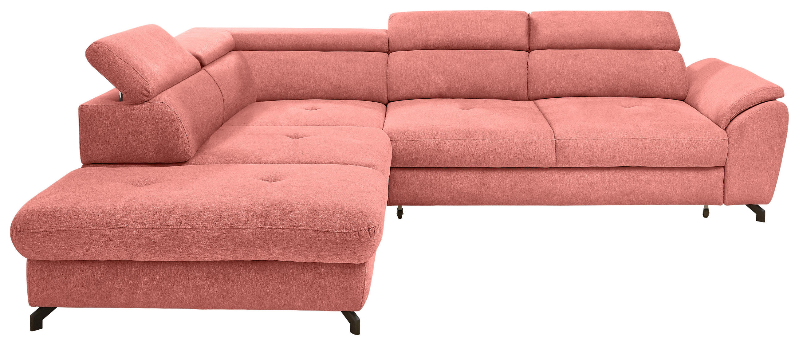 ECKSOFA inkl. Funktion Koralle Webstoff  - Koralle/Schwarz, Design, Textil/Metall (237/277cm) - Stylife