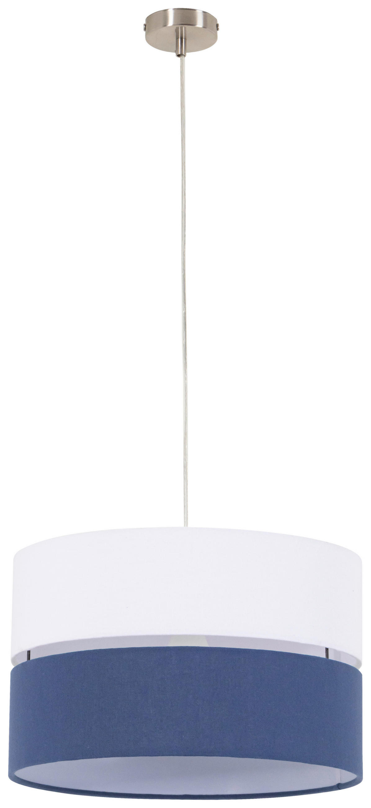 ZÁVĚSNÉ SVÍTIDLO, 37/120 cm  - bílá/tmavě modrá, Moderní, kov/textil (37/120cm) - Novel