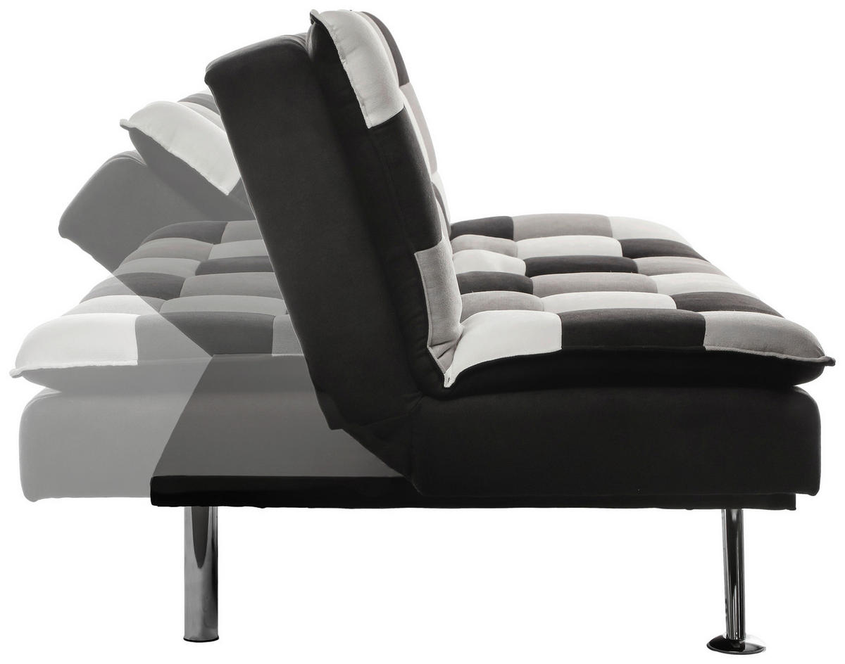 SCHLAFSOFA Samt Creme, Grau, Schwarz  - Silberfarben/Creme, Design, Textil/Metall (182/87/90cm) - P & B