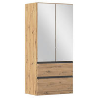 DREHTÜRENSCHRANK in Eiche Artisan  - Eiche Artisan/Grau, Modern, Holzwerkstoff (91/197/54cm) - Rauch Möbel