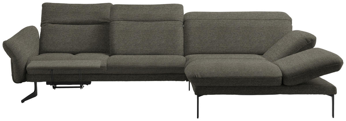 ECKSOFA in Webstoff Graubraun  - Anthrazit/Graubraun, Design, Textil/Metall (299/203cm) - Himolla