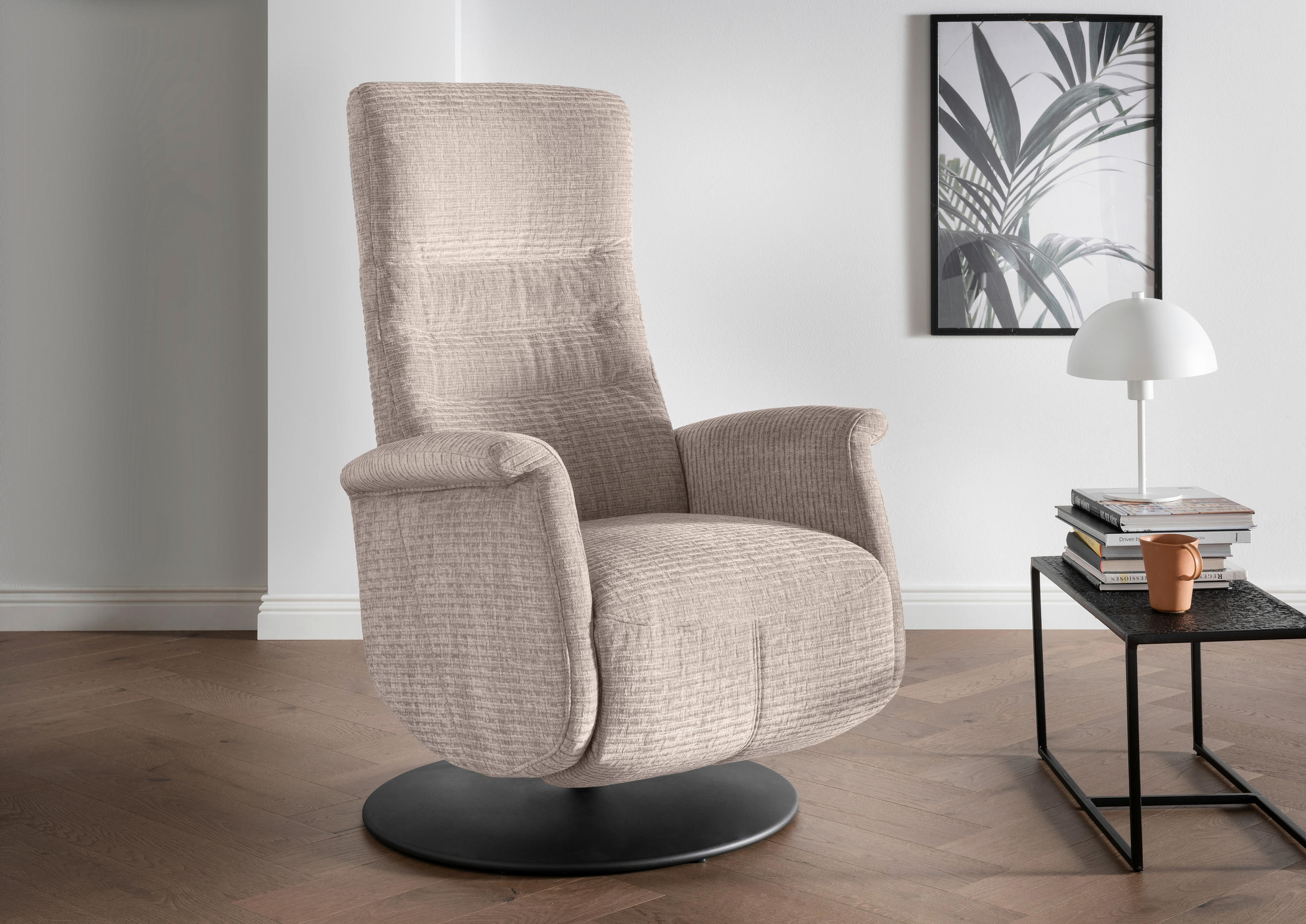 RELAXSESSEL in Textil Beige  - Beige/Schwarz, Modern, Textil/Metall (72/118/85-165cm) - Livetastic