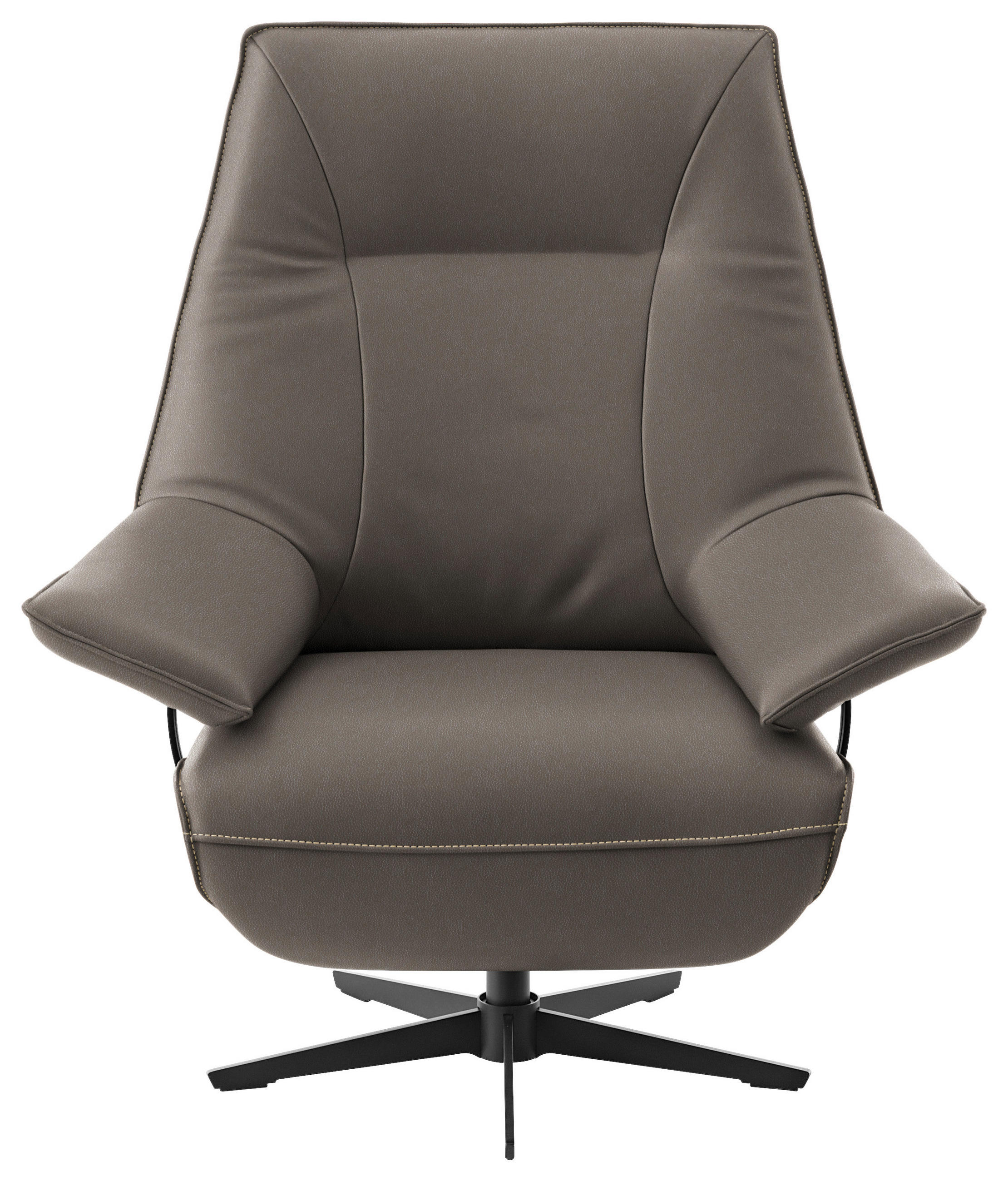 RELAXSESSEL in Leder Graubraun  - Graubraun/Beige, Design, Leder/Metall (92/79/82cm) - Dieter Knoll
