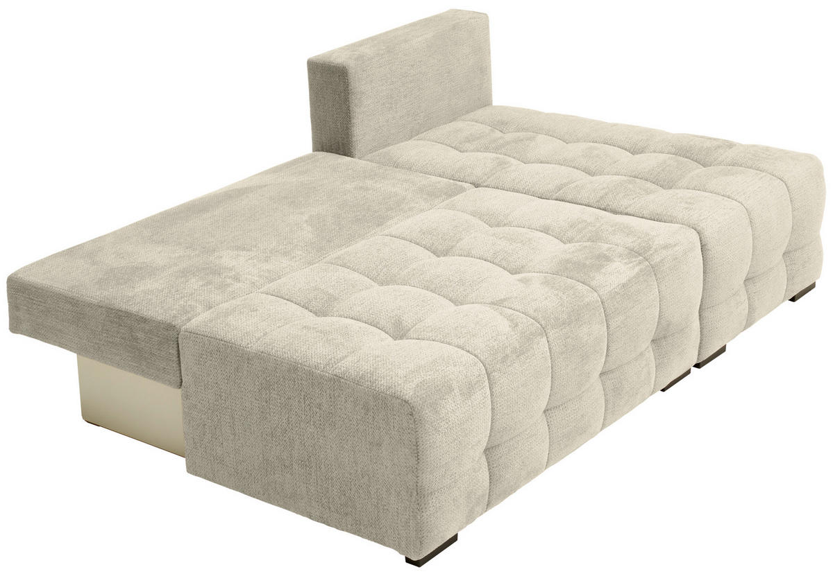 ECKSOFA Greige Chenille  - Greige/Schwarz, MODERN, Kunststoff/Textil (204/145cm) - home24