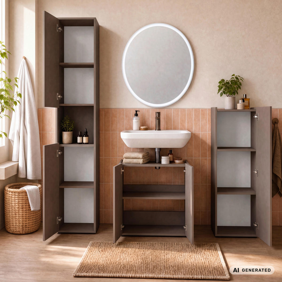 WASCHBECKENUNTERSCHRANK 60/62/35 cm  - Schwarz/Cappuccino, Trend, Holzwerkstoff/Kunststoff (60/62/35cm) - MID.YOU