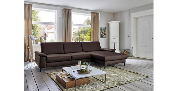 ECKSOFA  in Echtleder Dunkelbraun  334/176 cm  - Dunkelbraun/Schwarz, Design, Leder/Metall (334/176cm) - Dieter Knoll