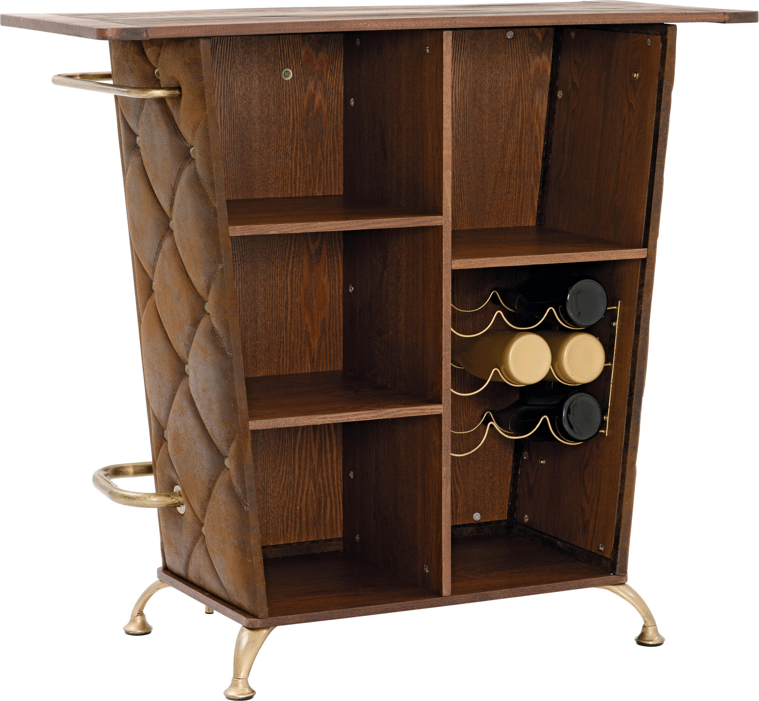 BAR in Braun, Eichefarben, Goldfarben  - Eichefarben/Goldfarben, Design, Holzwerkstoff/Textil (120/104/48cm)
