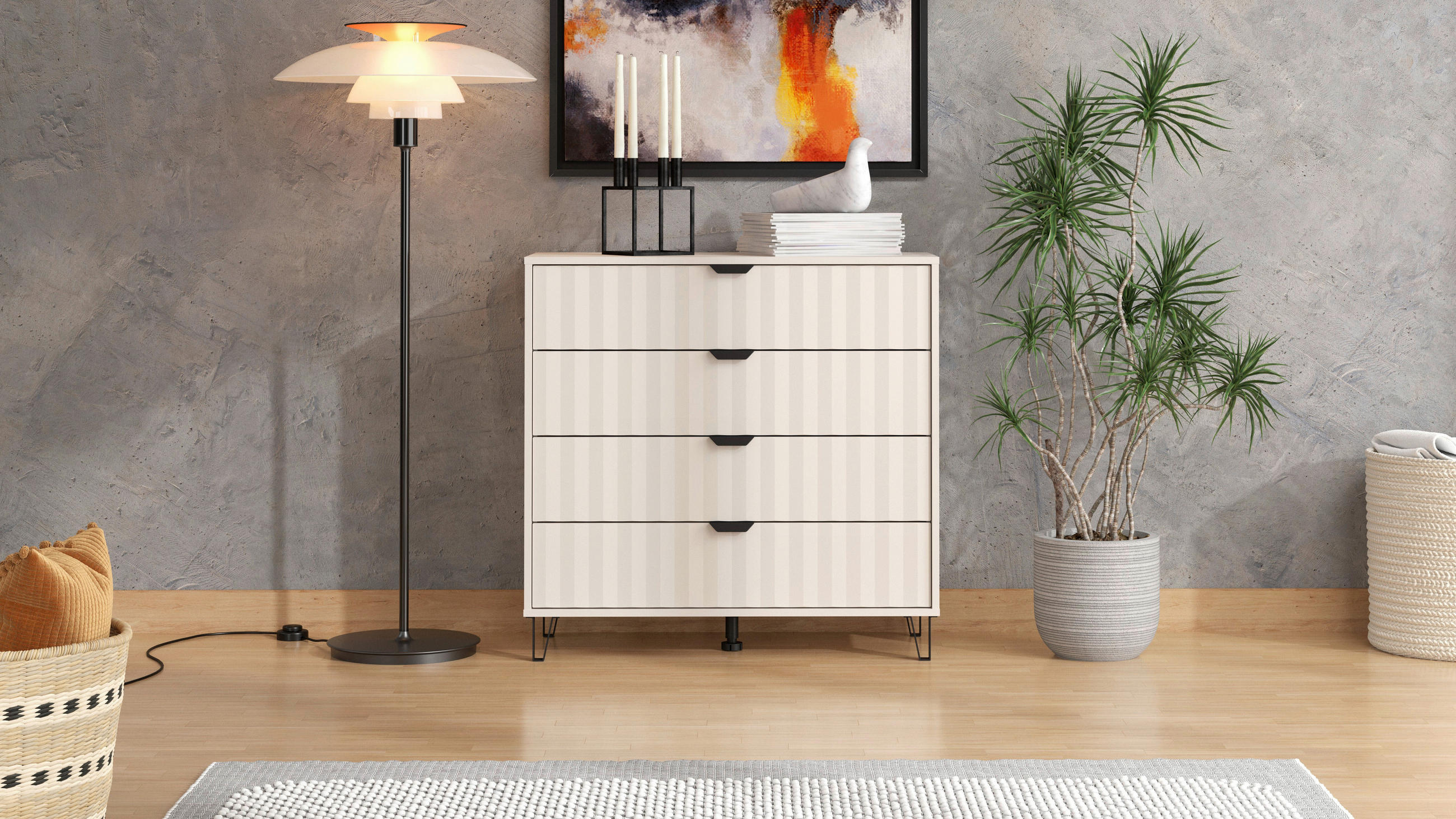 KOMMODE  in 93/90/40 cm  - Kaschmir/Schwarz, Basics, Holzwerkstoff/Metall (93/90/40cm) - Carryhome