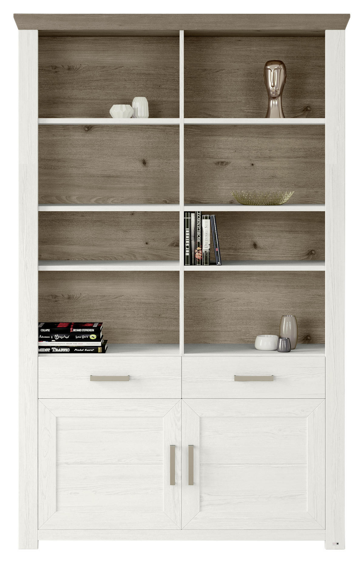 REGALKOMBINATION - Eichefarben/Weiß, Design, Holzwerkstoff/Metall (129,3/206,6/42,2cm) - SetOne by Musterring