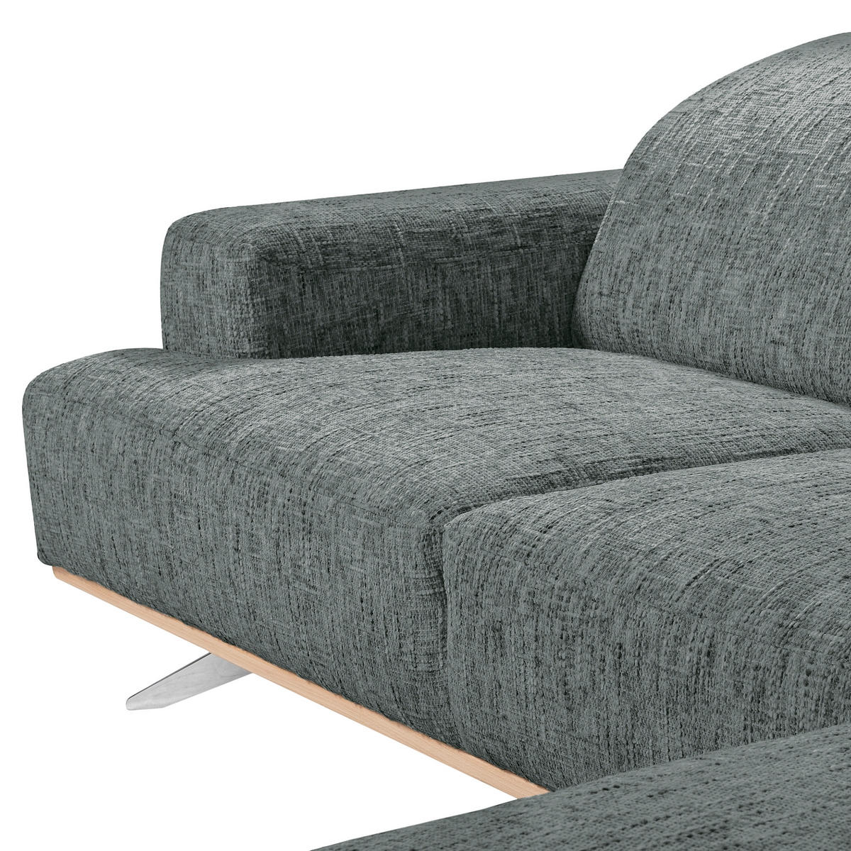 ECKSOFA PORTLAND Anthrazit Struktur Kopfteilverstellung  - Chromfarben/Anthrazit, Design, Holz/Textil (295/187cm) - Livetastic