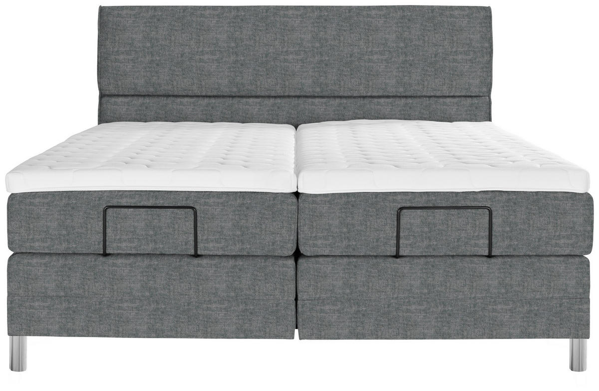 BOXSPRINGBETT 160/200 cm  in Dunkelgrau  - Chromfarben/Dunkelgrau, KONVENTIONELL, Kunststoff/Textil (160/200cm) - Voleo