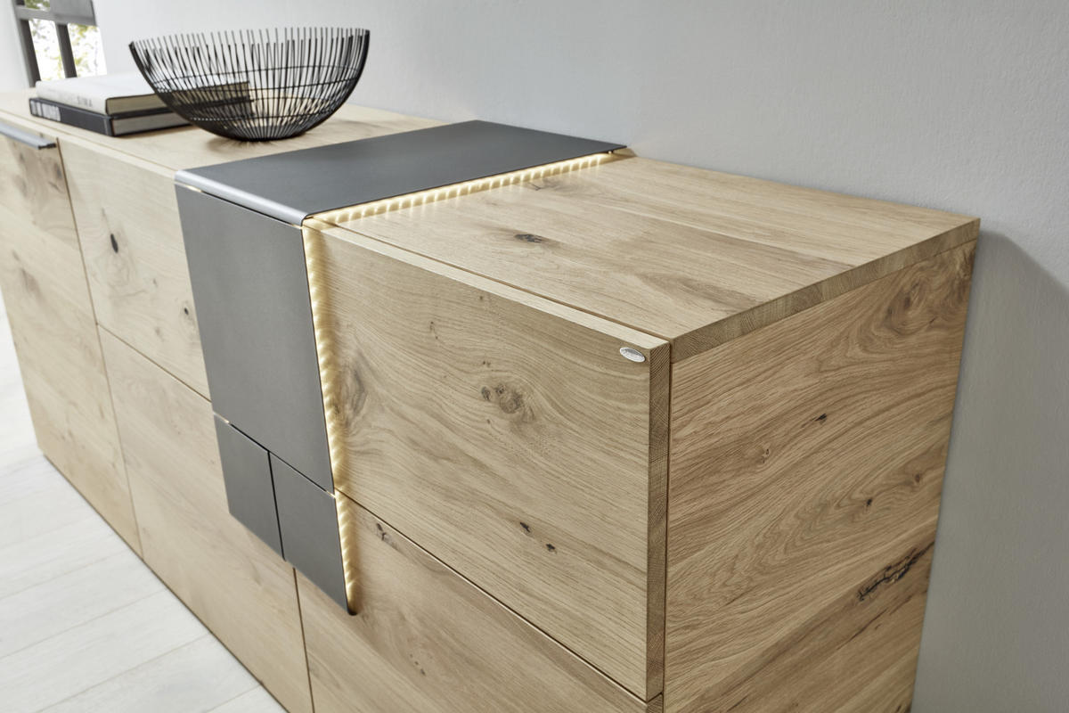 SIDEBOARD  in 192,2/82/48,2 cm  - Eichefarben/Anthrazit, Natur, Holz/Metall (192,2/82/48,2cm) - Voglauer
