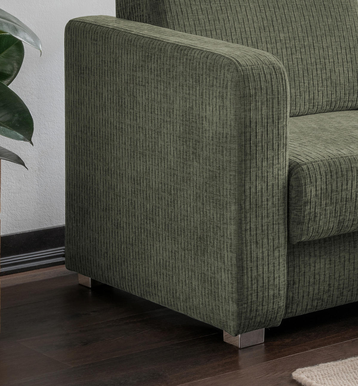 SCHLAFSOFA Mikrofaser Olivgrün  - Chromfarben/Olivgrün, Basics, Kunststoff/Textil (159/88/87cm) - Livetastic