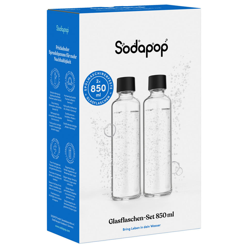 Thumbnail - Sodapop Wassersprudler-Flasche Logan 2er Set, Transparent, Glas, 0,85 L, 8.3x28.5x8.3 cm, Lfgb, FSC Mix, Küchengeräte, W...