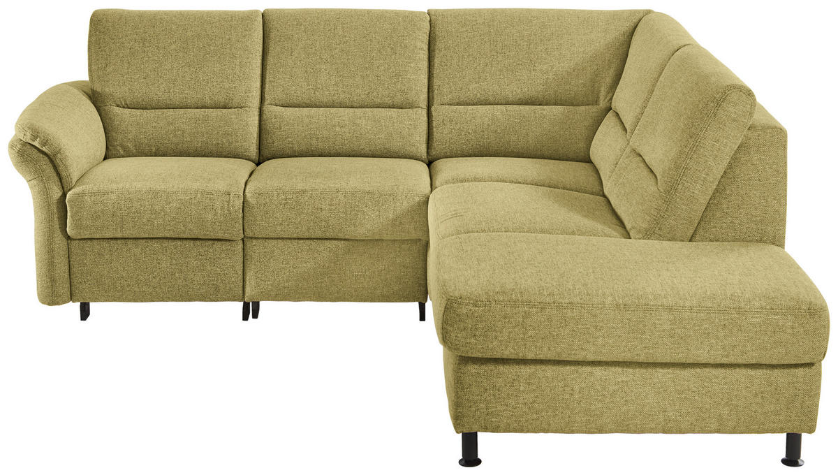 ECKSOFA Flachgewebe Limette  - Limette/Schwarz, Modern, Textil/Metall (227/203cm) - Beldomo System