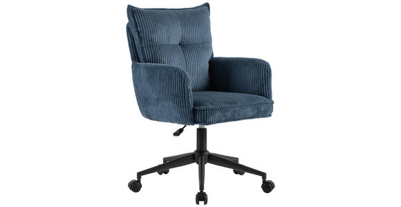 DREHSTUHL Webstoff Blau, Schwarz  - Blau/Schwarz, Design, Kunststoff/Textil (58/84,5-92/64cm) - Carryhome