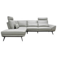 ECKSOFA Taupe Echtleder Zierkissen, Rücken echt, Kopfteilverstellung, Sitztiefenverstellung, Kopfstütze  - Taupe/Schwarz, Design, Leder/Metall (225/276cm) - Celina Home