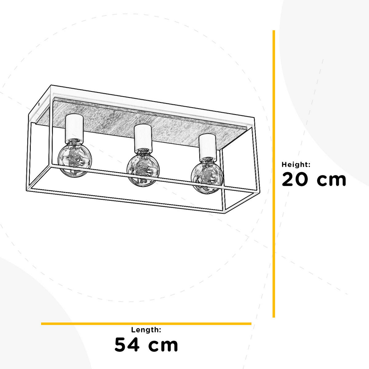 DECKENLEUCHTE 54/20/18 cm   - Eichefarben/Schwarz, Natur, Metall (54/20/18cm)