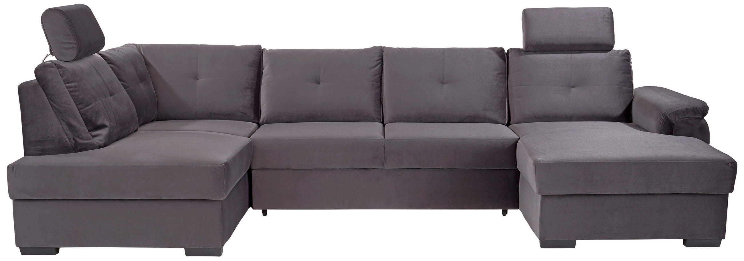 WOHNLANDSCHAFT Velours Dunkelgrau  - Weiss/Dunkelgrau, Konventionell, Kunststoff/Textil (184/325/168cm) - Livetastic