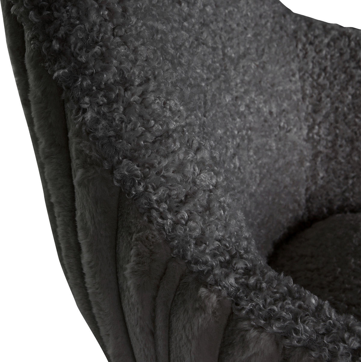 ARMLEHNSTUHL  in Eisen Plüsch, Teddystoff  - Dunkelgrau/Schwarz, LIFESTYLE, Textil/Metall (65/68/90cm) - home24