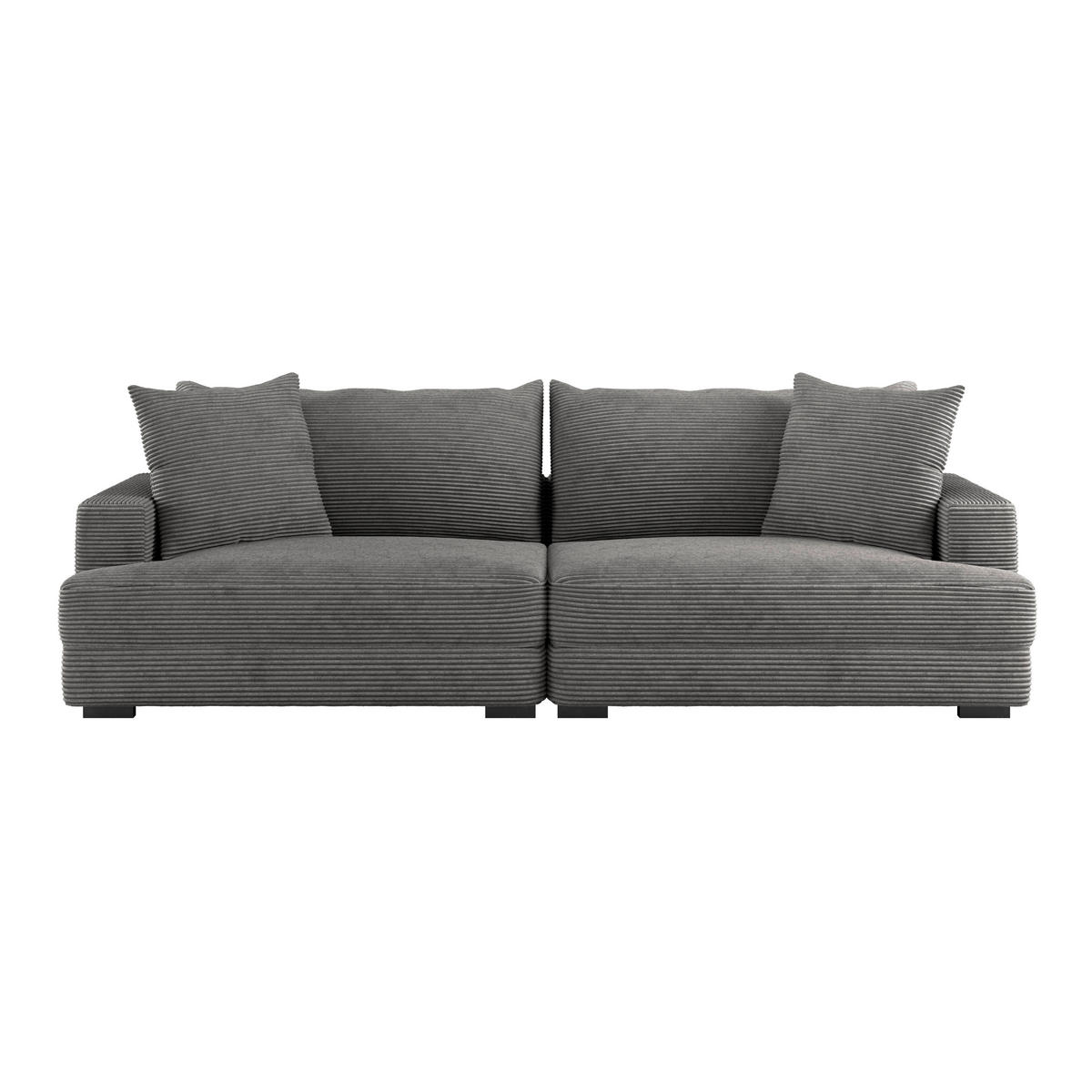 MEGASOFA Dunkelgrau  - Wengefarben/Dunkelgrau, Trend, Kunststoff/Textil (261/83/124cm) - Livetastic