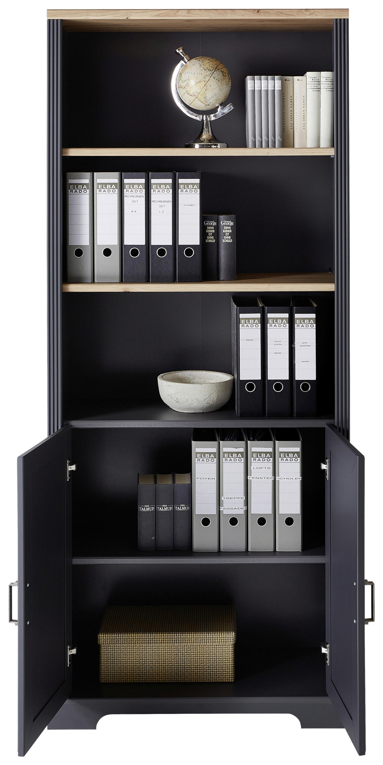 AKTENSCHRANK 86/204/38 cm  - Graphitfarben/Eiche Artisan, KONVENTIONELL, Holzwerkstoff (86/204/38cm) - Carryhome