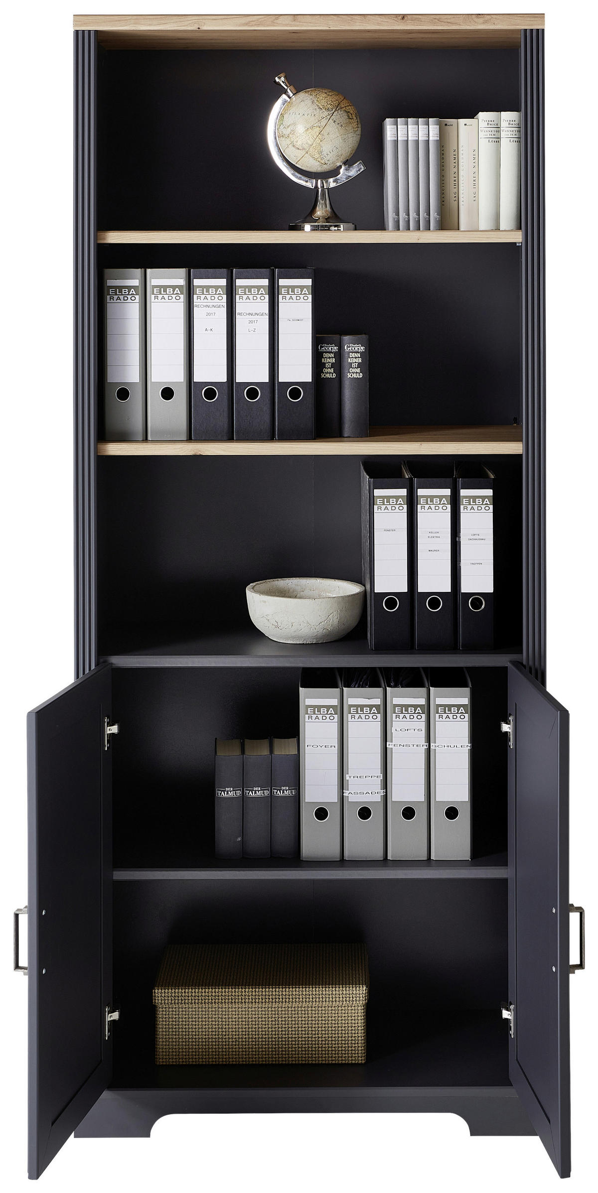 AKTENSCHRANK 86/204/38 cm  - Graphitfarben/Eiche Artisan, KONVENTIONELL, Holzwerkstoff (86/204/38cm) - Carryhome
